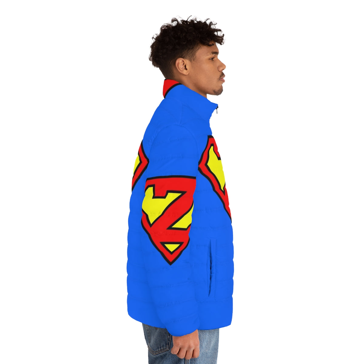 Superhero puffer jacket with letter Z design - men side right