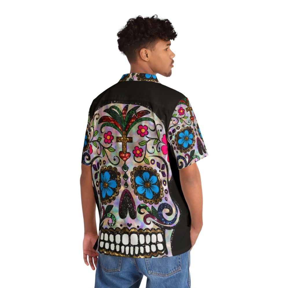 Floral sugar skull sequin Hawaiian shirt for Dia de los Muertos - People Back