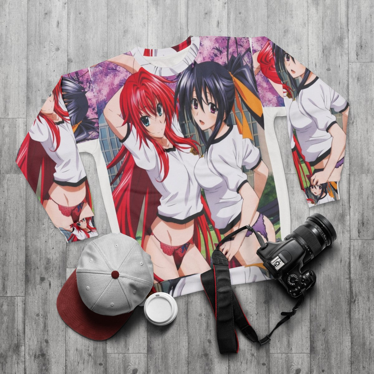 Highschool DxD Anime Sweatshirt with Rias and Akeno - flat lay