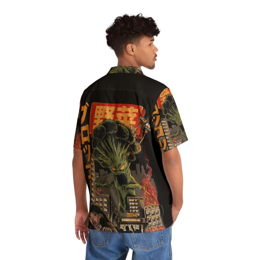 Broccozilla retro Hawaiian shirt with anime-inspired vegetable print - People Back