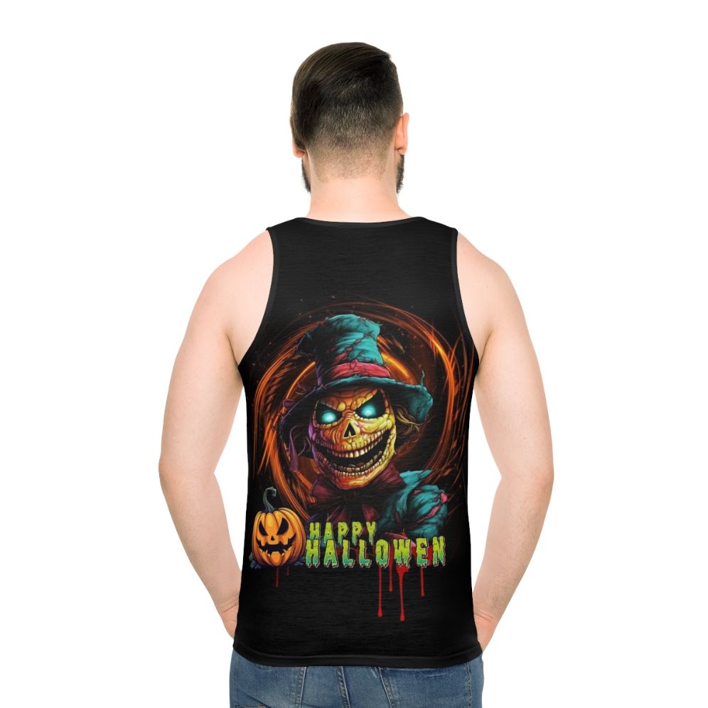 Spooky scarecrow unisex Halloween tank top - men back