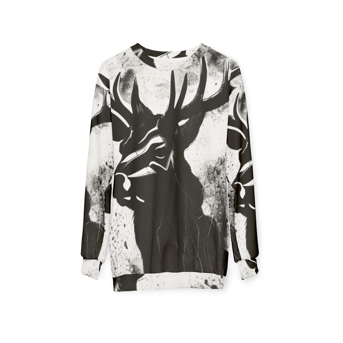 Stag Sweatshirt with Mythical Deer Graphic - hanging