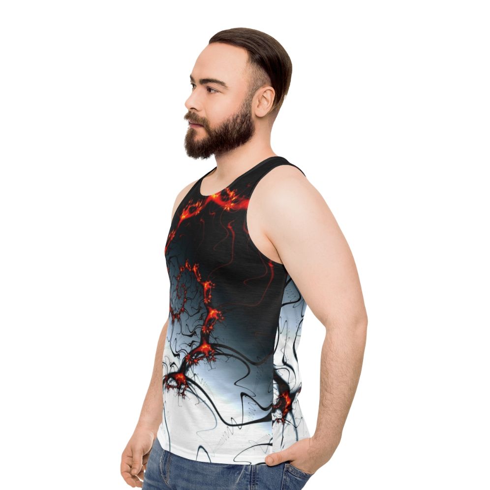 Burning fractal spiral design on unisex tank top - men side