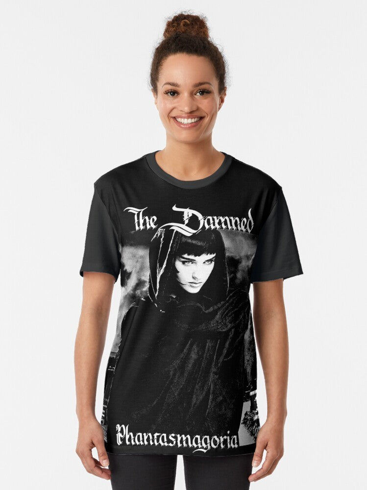 Phantasmagoric gothic graphic t-shirt featuring The Damned band logo - Women