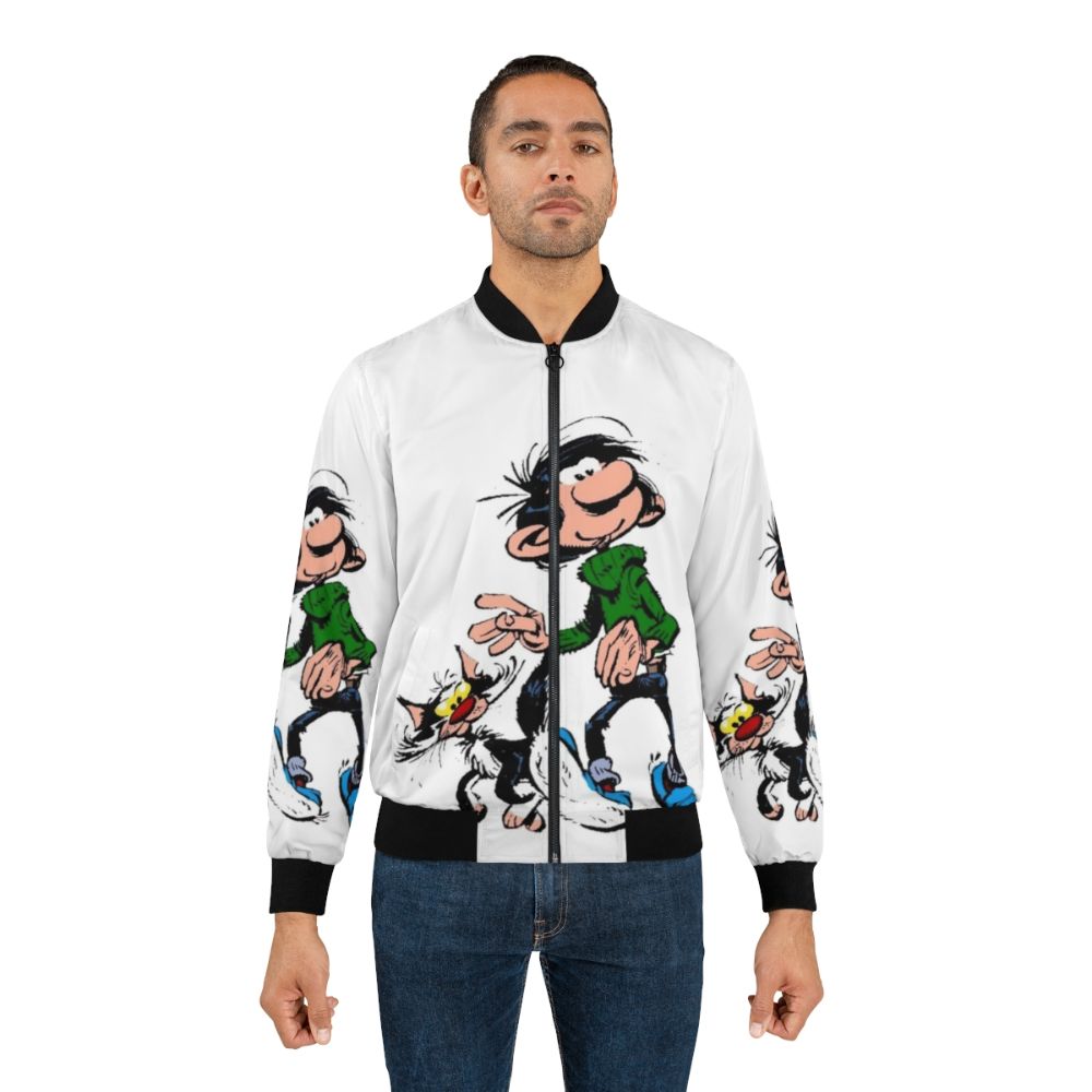 Gaston Lagaffe Vintage Bomber Jacket with cartoon design - Lifestyle