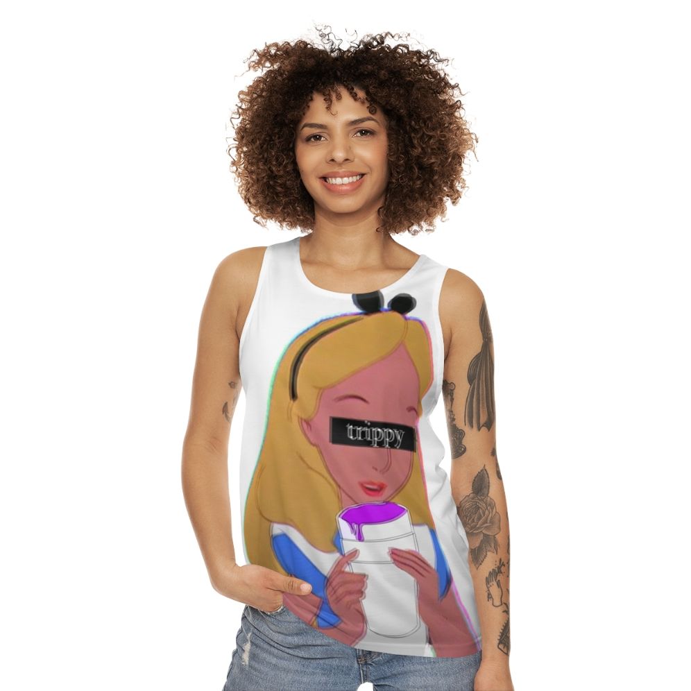 Trippy Alice in Wonderland inspired unisex tank top - women