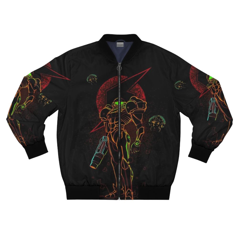 Bounty hunter video game themed bomber jacket