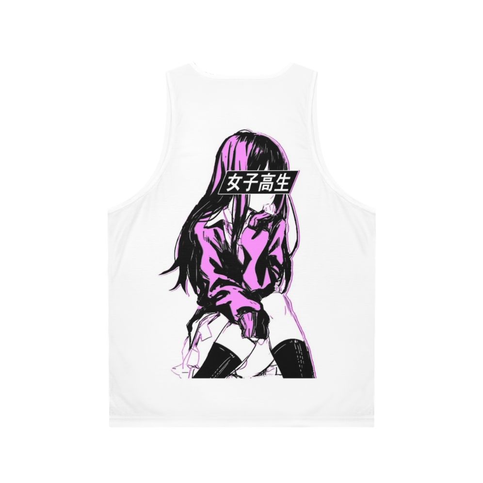 Sad anime Japanese aesthetic unisex tank top - Back