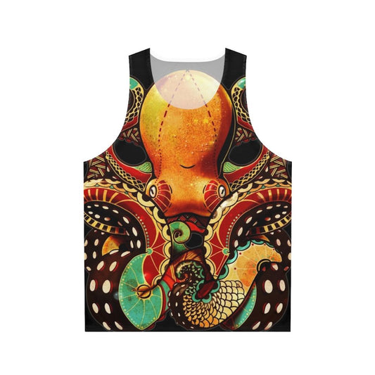 Unisex octopus tank top with nautical and tribal design