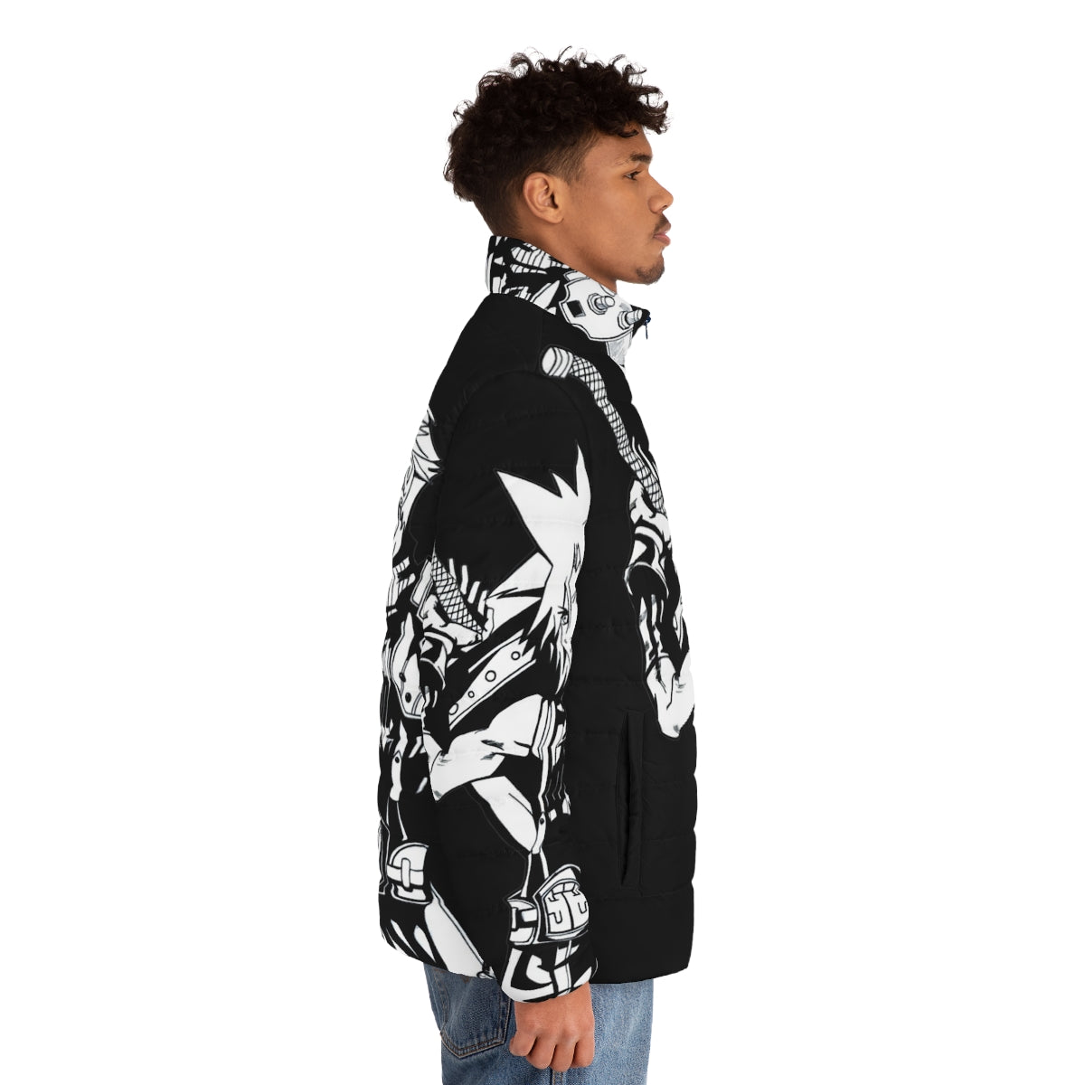 Puffer jacket featuring the iconic swordmaster Cloud Strife from Final Fantasy - men side right