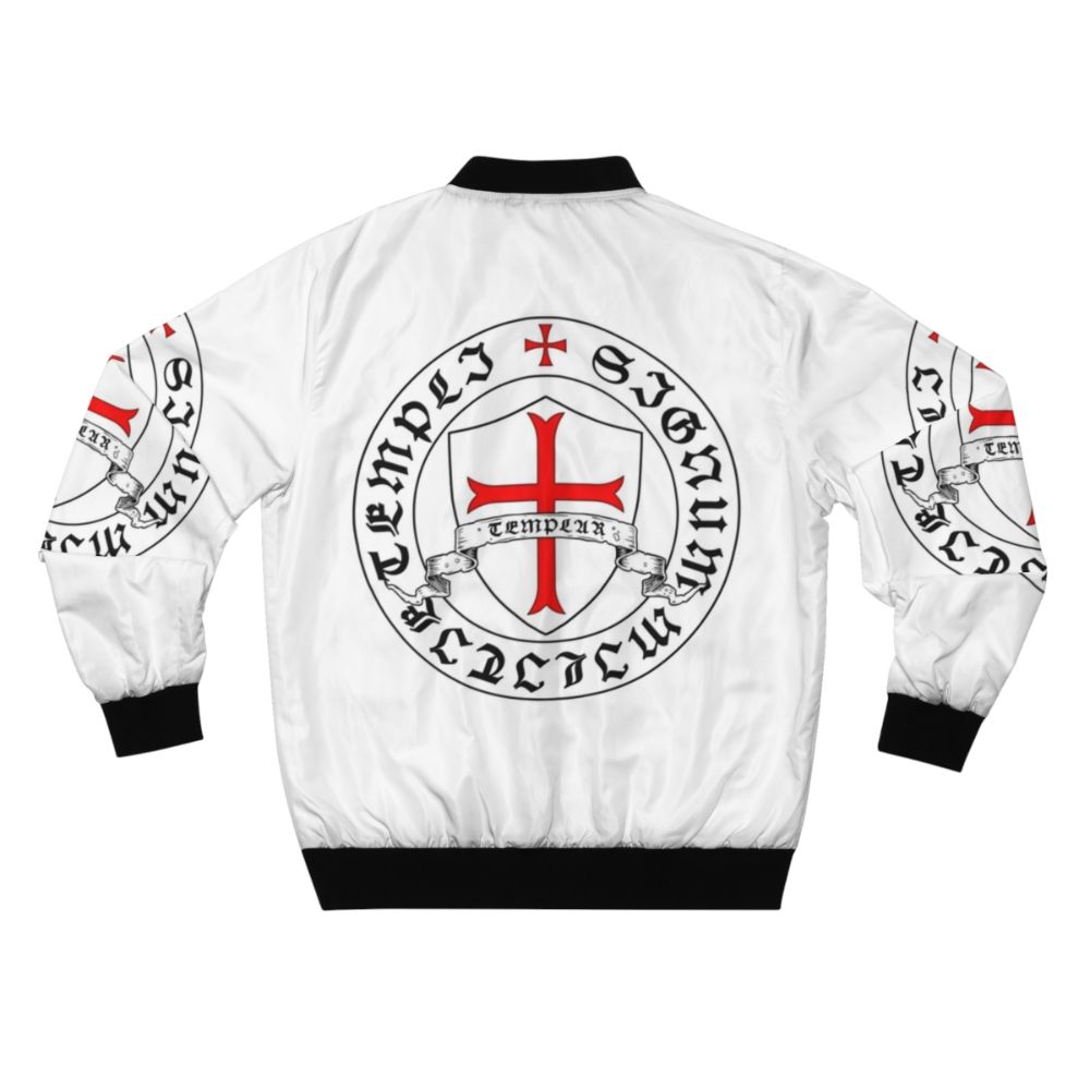 Knights Templar Crusader Bomber Jacket with Holy Grail Emblem - Back