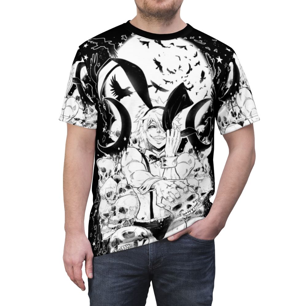 Bunny-inspired anime-style t-shirt with a zodiac wars rabbit design - men front