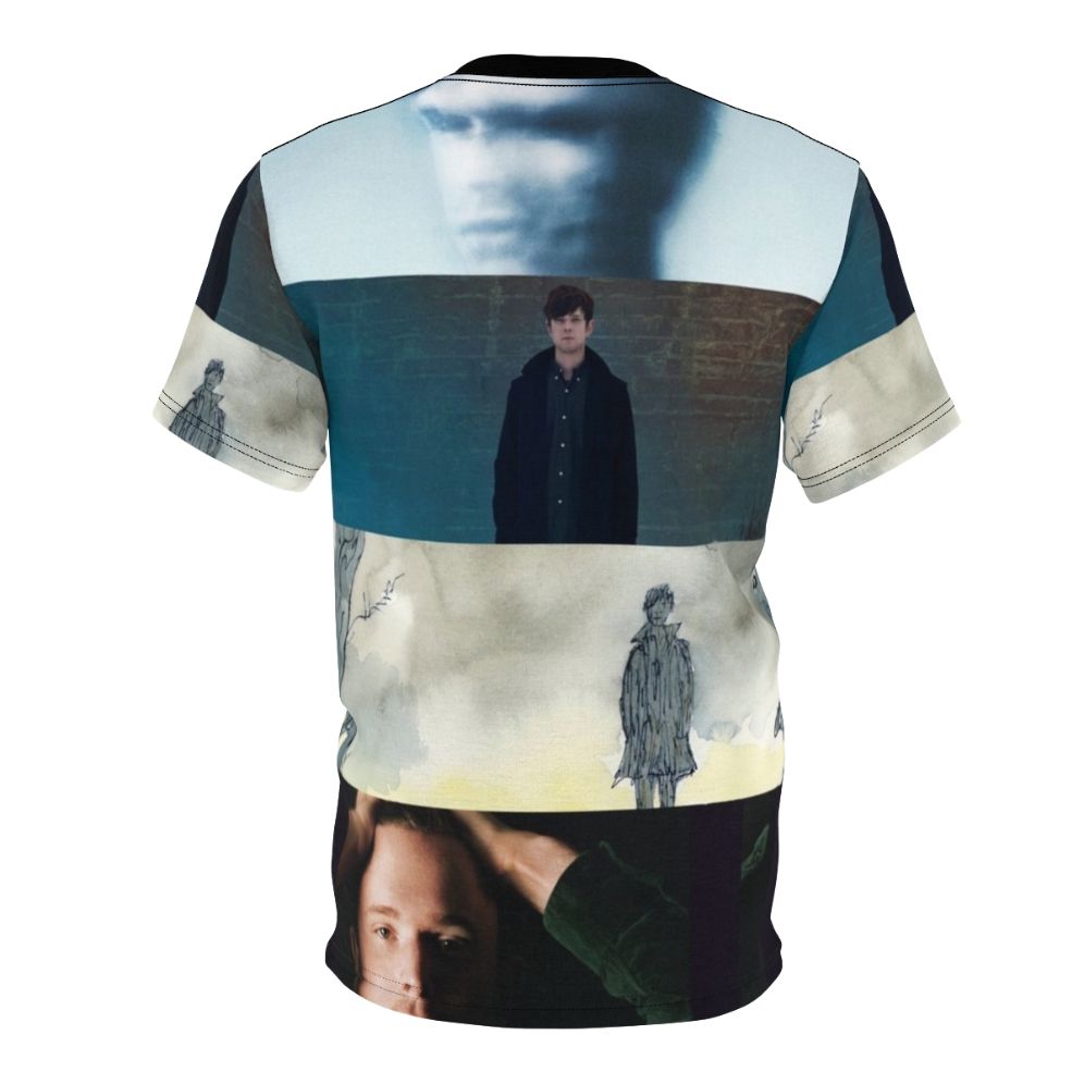 Stylish t-shirt featuring James Blake album artwork and alternative music references. - Back