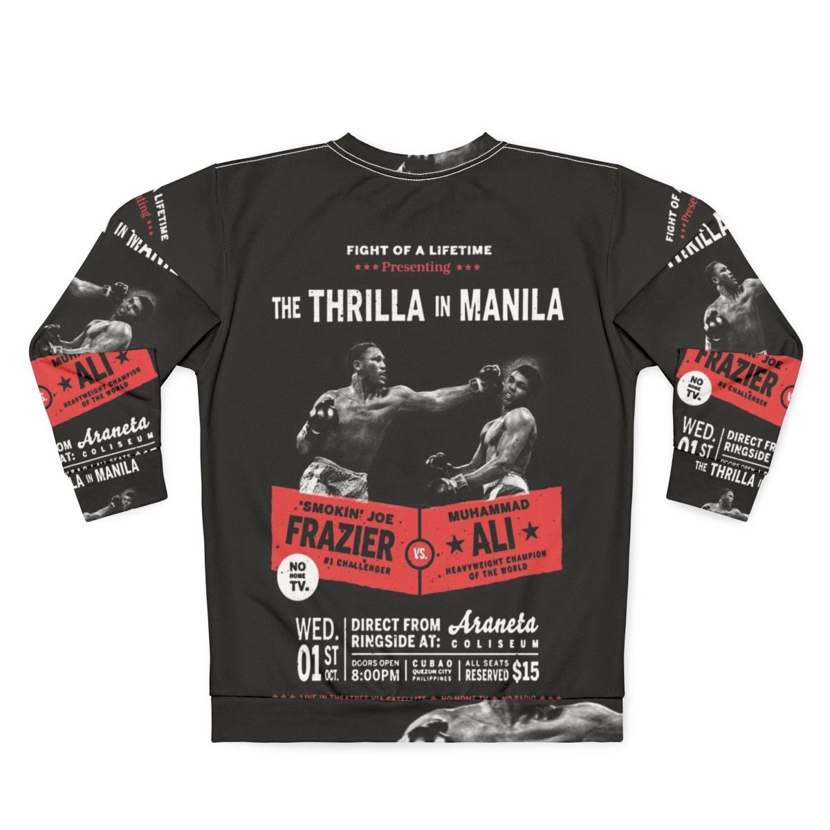 "Thrilla in Manila" Muhammad Ali vs Joe Frazier Boxing Heavyweight Sweatshirt - Back