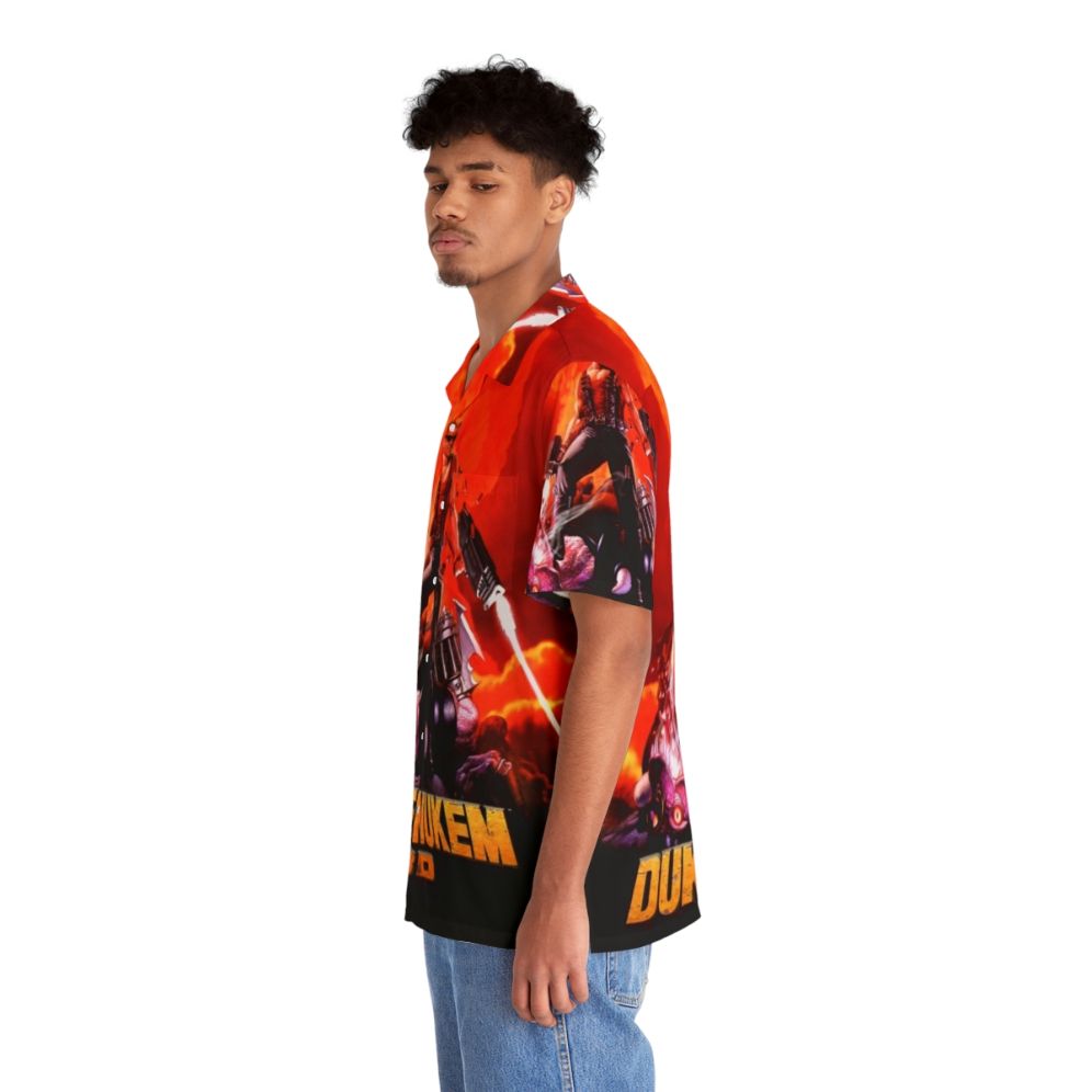 Retro Duke Nukem 3D Hawaiian Shirt with High Contrast Game Print - People Left