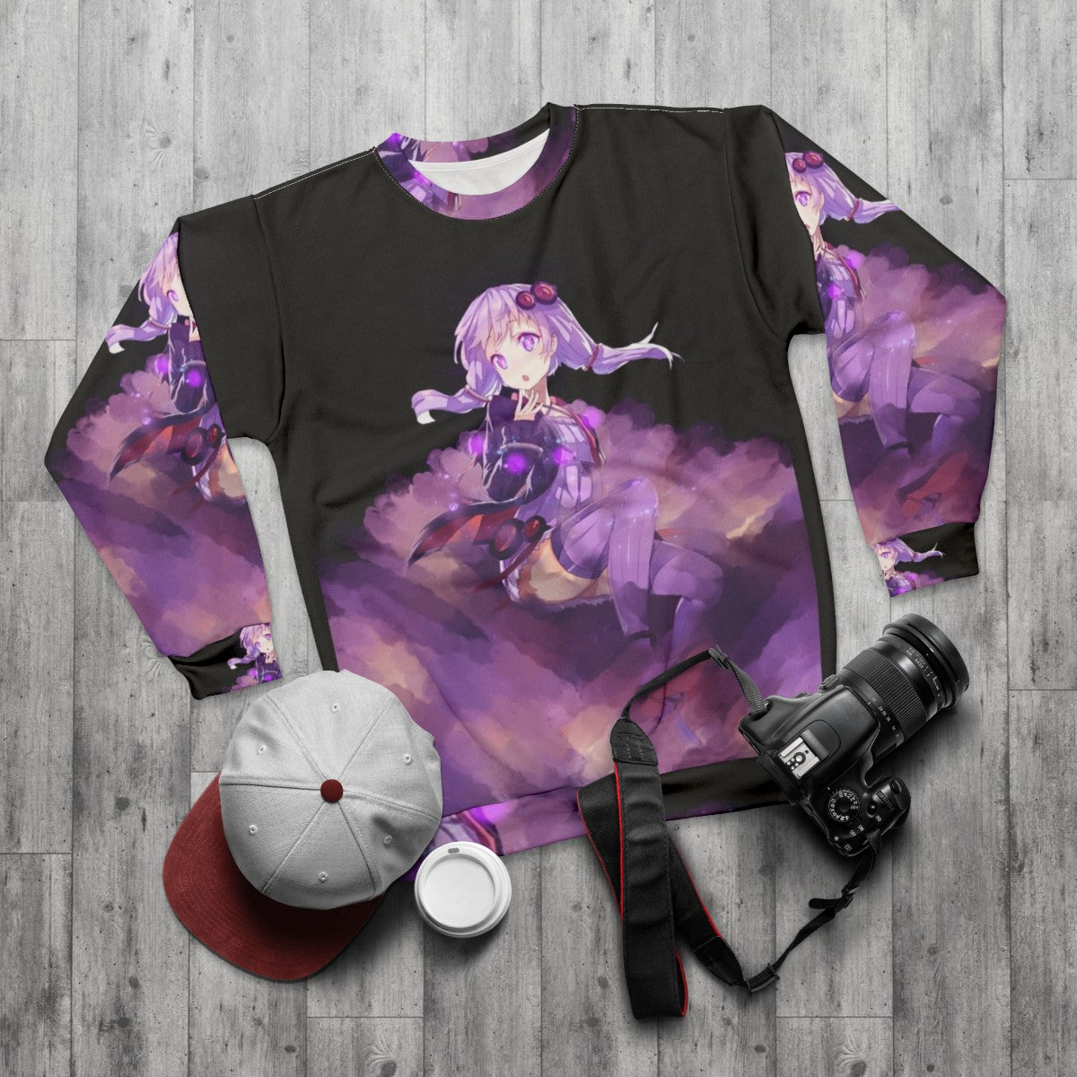 Yuzuki Yukari Anime Vocaloid Graphic Sweatshirt - flat lay