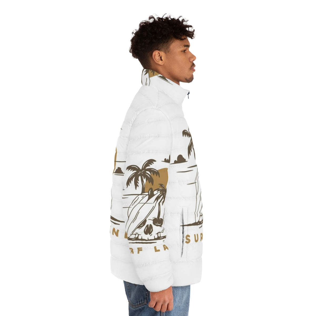 Surf Land Puffer Jacket with nature-inspired graphic design - men side right