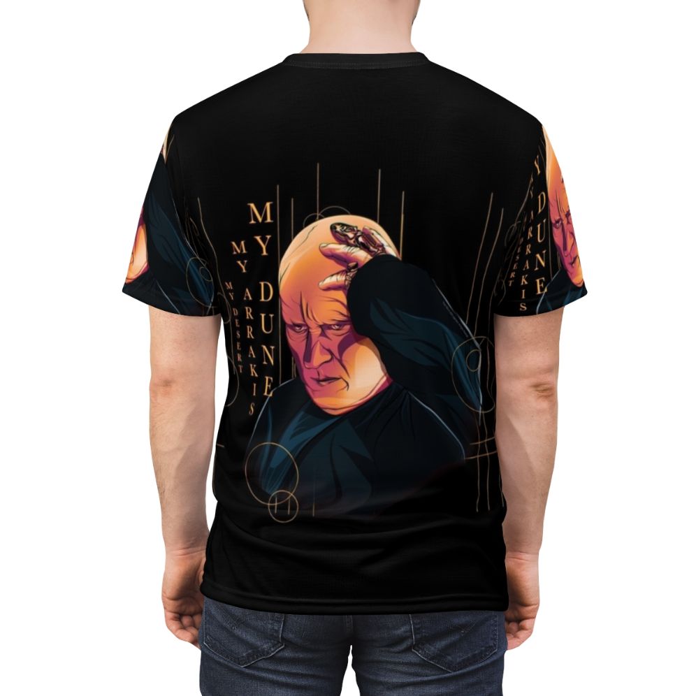 Dune inspired t-shirt featuring the villainous Baron Harkonnen character - men back