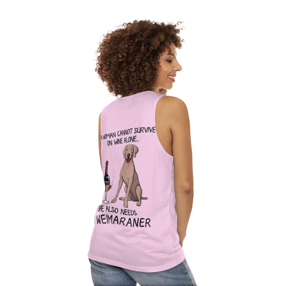 Weimaraner dog mom funny wine lover unisex tank top - women back