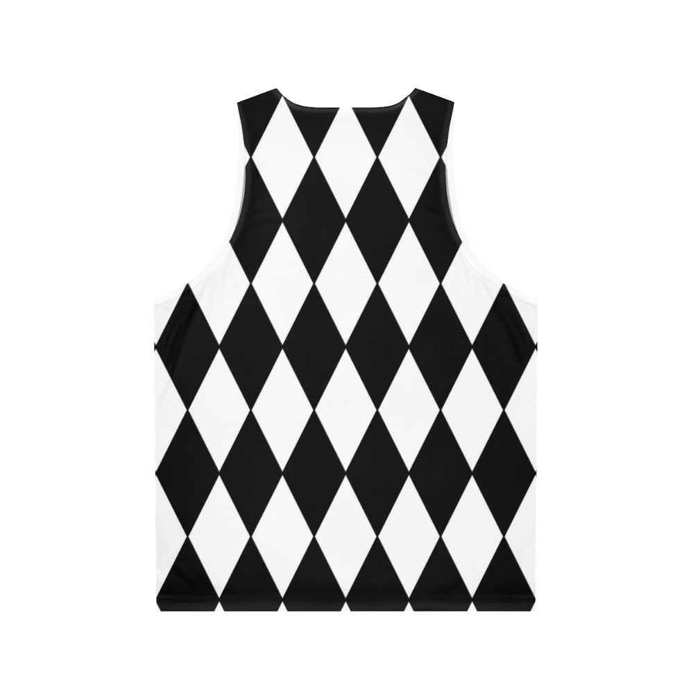 Black and White Harlequin Pattern Unisex Tank Top - Back