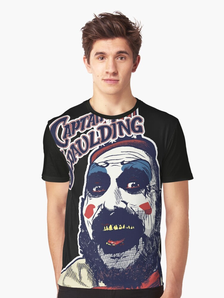 Captain Spaulding's Museum of Monsters and Madmen graphic t-shirt design featuring horror elements - Men