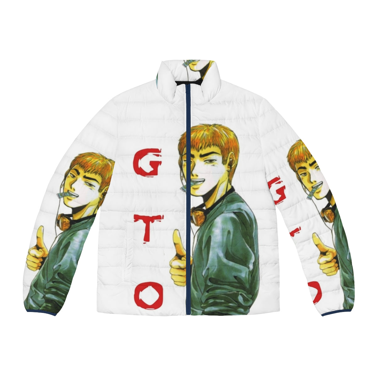 GTO Graphic Puffer Jacket, featuring an anime-inspired design