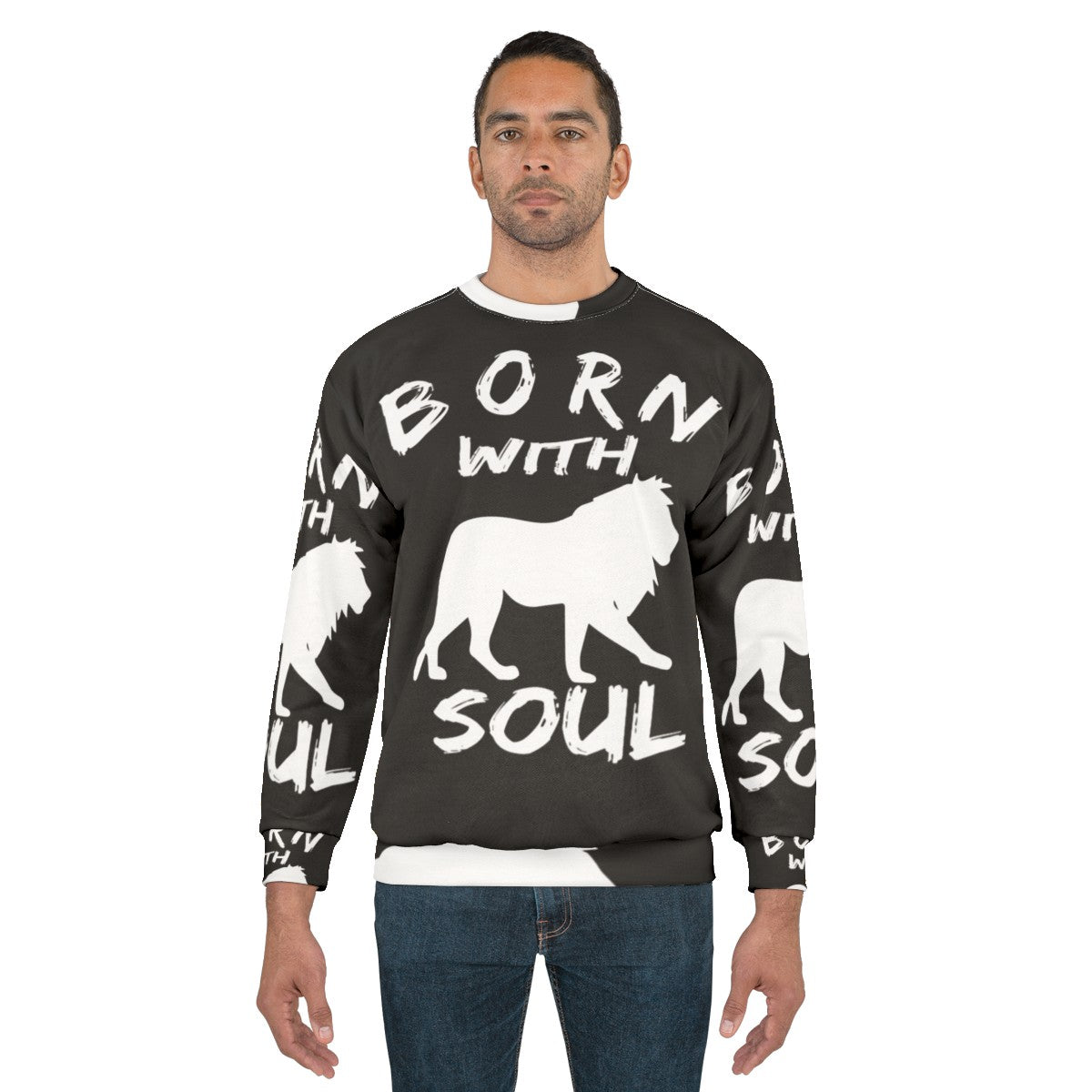 Born With Lion Soul Graphic Sweatshirt - men