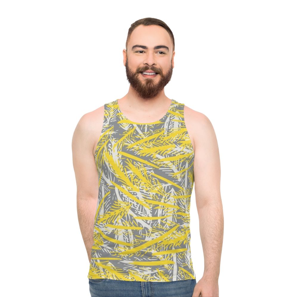 Unisex tank top in ultimate gray with feather design - men