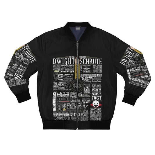 The Dwight Schrute "The Office" Bomber Jacket with a typographic quote design