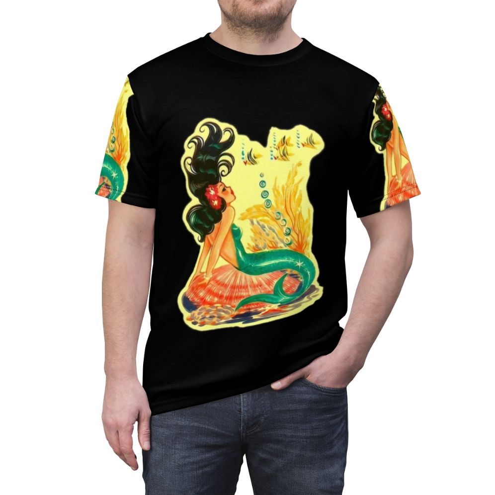 Mermaid-themed AOP t-shirt with a whimsical and enchanting design - men front