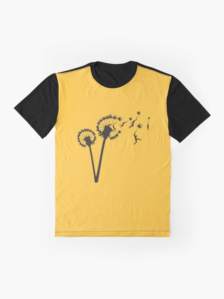 Retro vector illustration of dandelion people flying in a field, with focus on dandelion and flight elements. - Flat lay