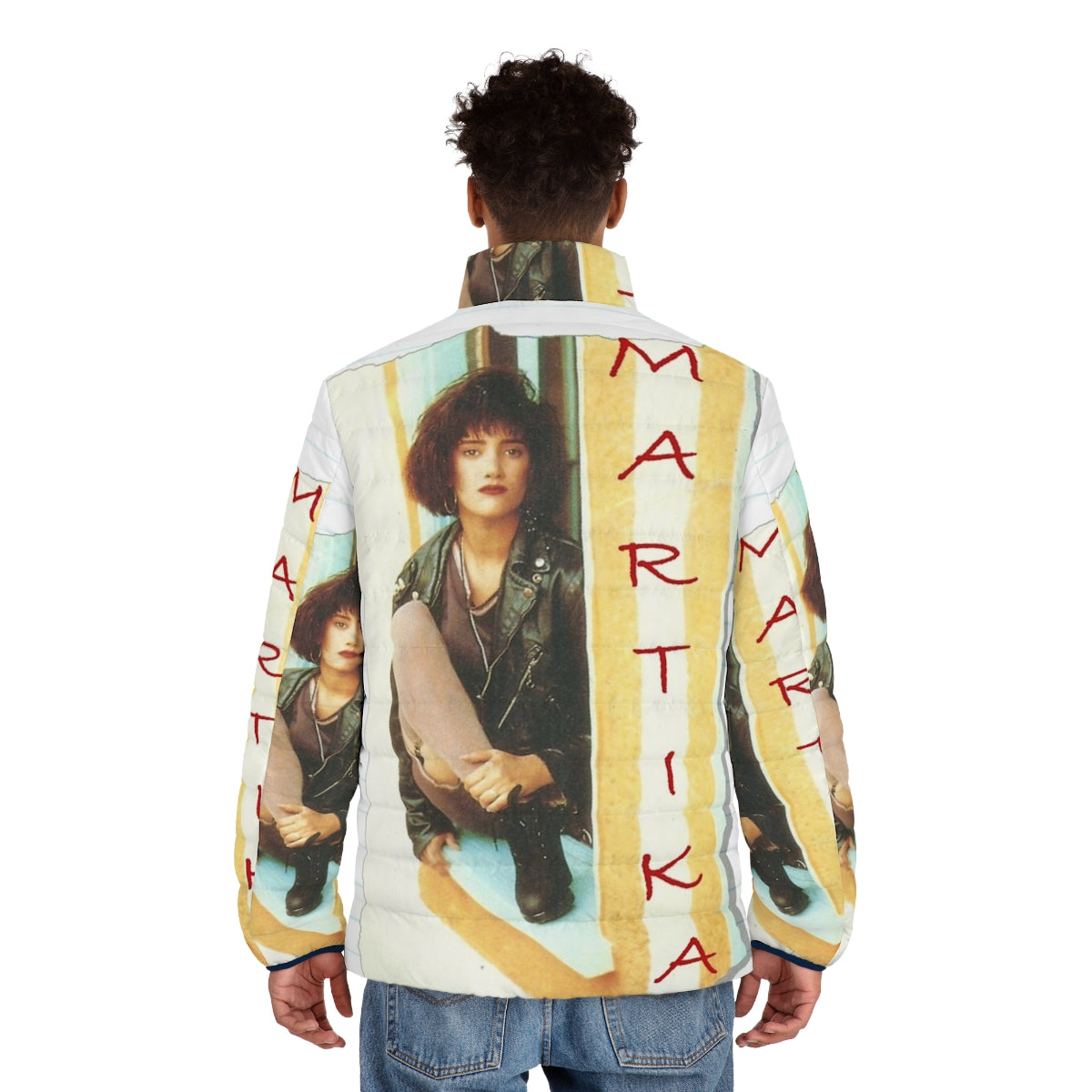 Martika 80s pop icon puffer jacket in a retro, vintage style - men back