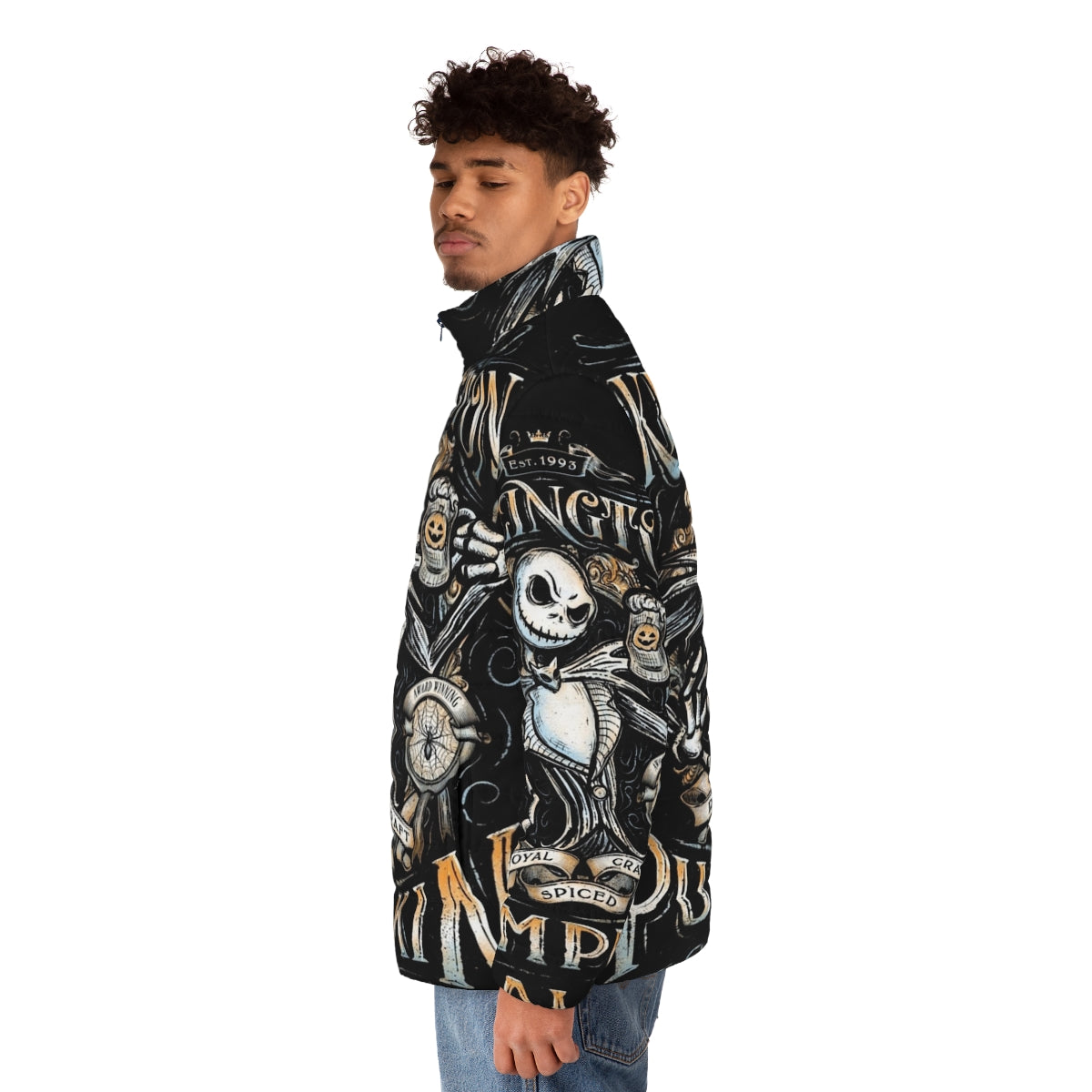 Jack Skellington Pumpkin King Puffer Jacket - men side left