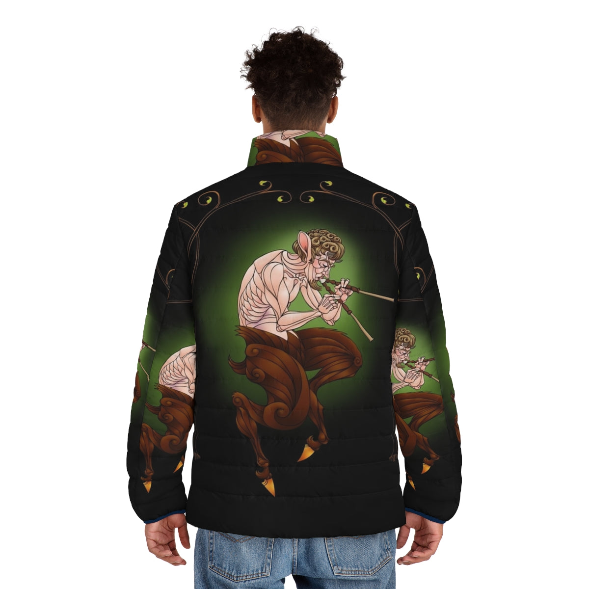 Faun-inspired puffer jacket with mythological design - men back