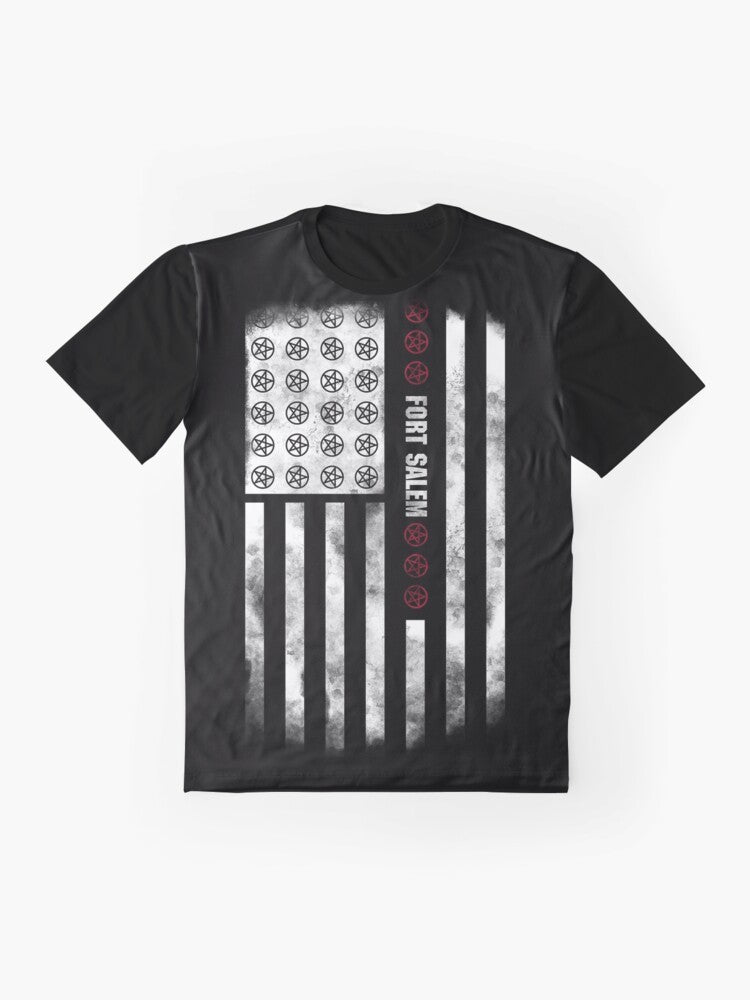 Alternate American flag graphic t-shirt design featuring the Motherland logo - Flat lay