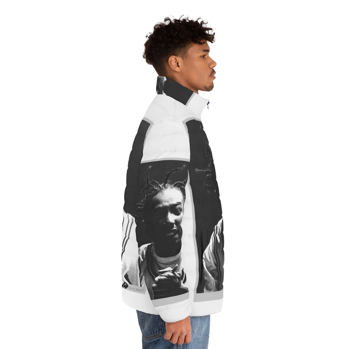 Odb portrait puffer jacket featuring the iconic image of rapper Ol' Dirty Bastard - men side right