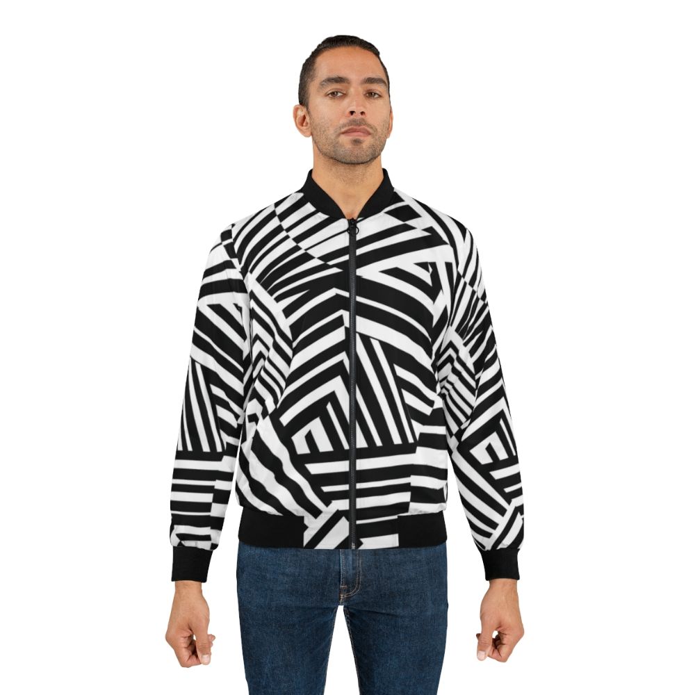 Modern minimalist dazzle camouflage pattern bomber jacket - Lifestyle