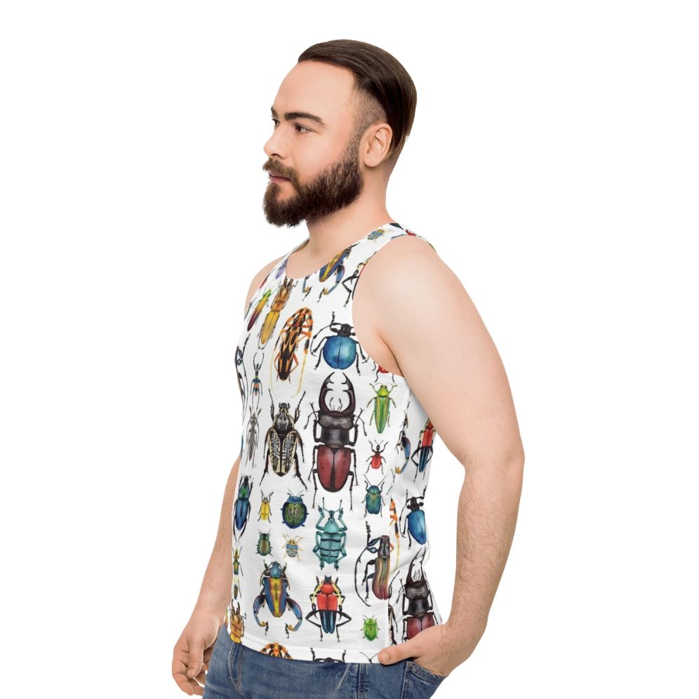 Watercolor Beetle Collection Unisex Tank Top - men side