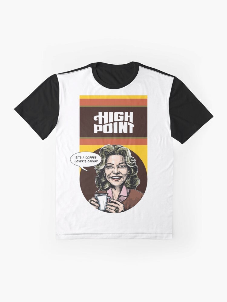 High Point Lauren Bacall graphic t-shirt design featuring a retro-inspired image of the iconic actress - Flat lay