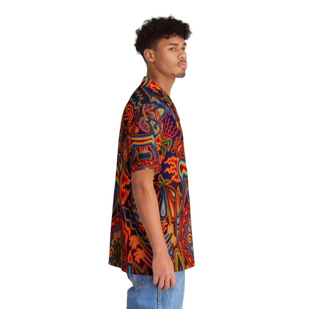 Huichol Hawaiian shirt with colorful abstract design - People Pight