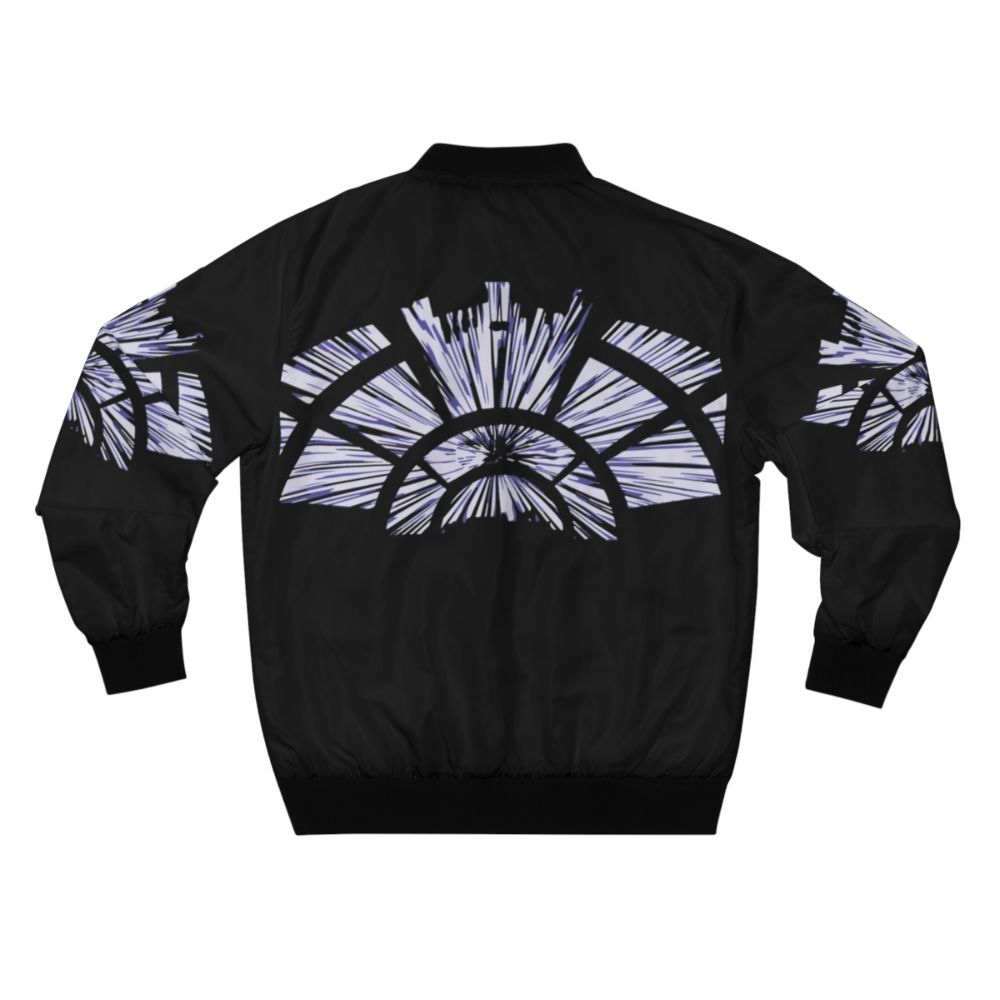 A vintage-inspired bomber jacket featuring Star Wars characters and imagery. - Back