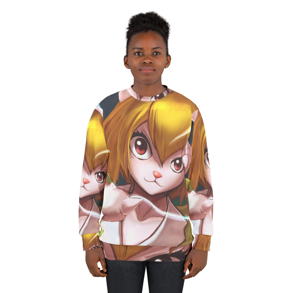 Carrot Anime Sweatshirt with Kawaii Rabbit Design - women