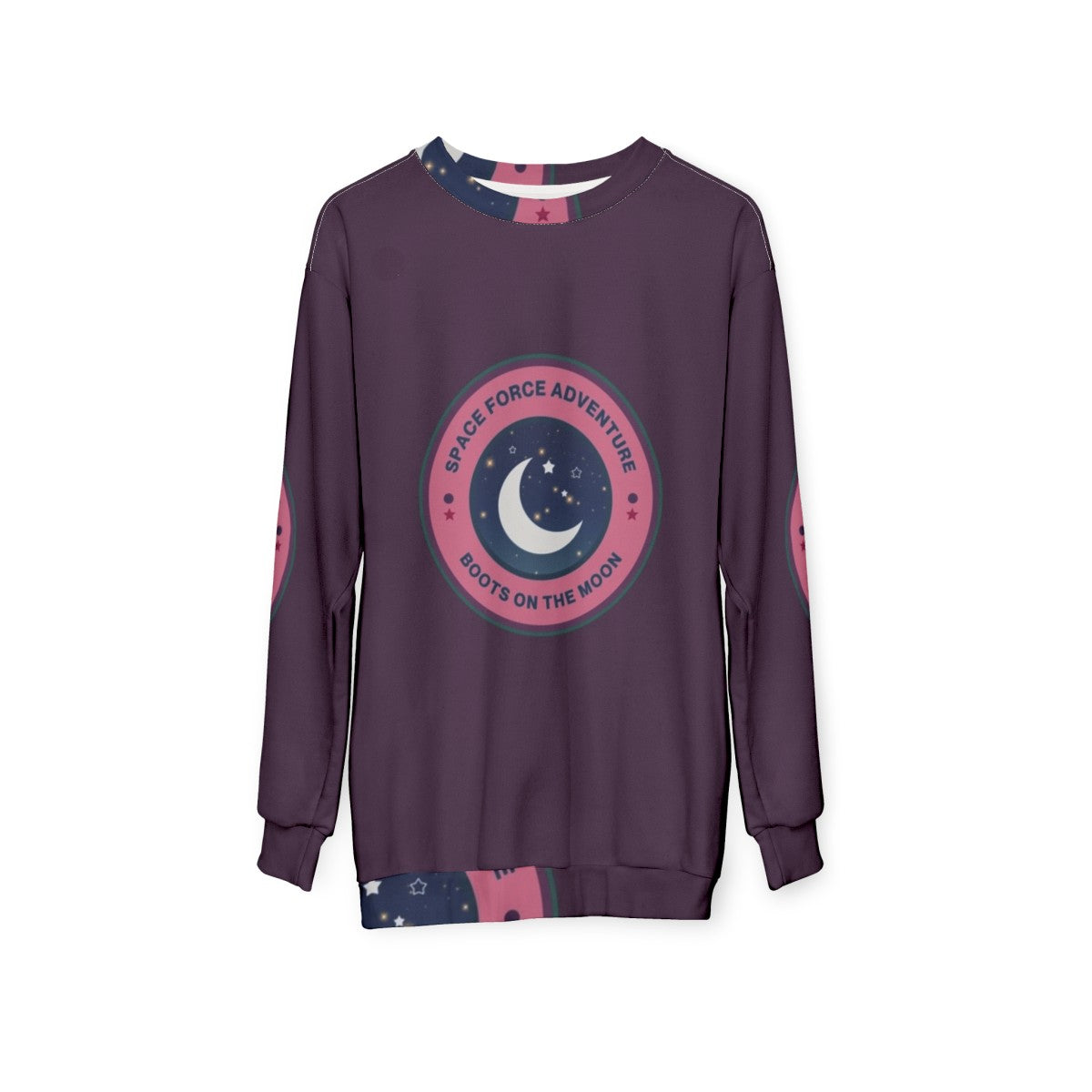 Space Force Adventure Boots On The Moon Sweatshirt with Galaxy Print Design - hanging