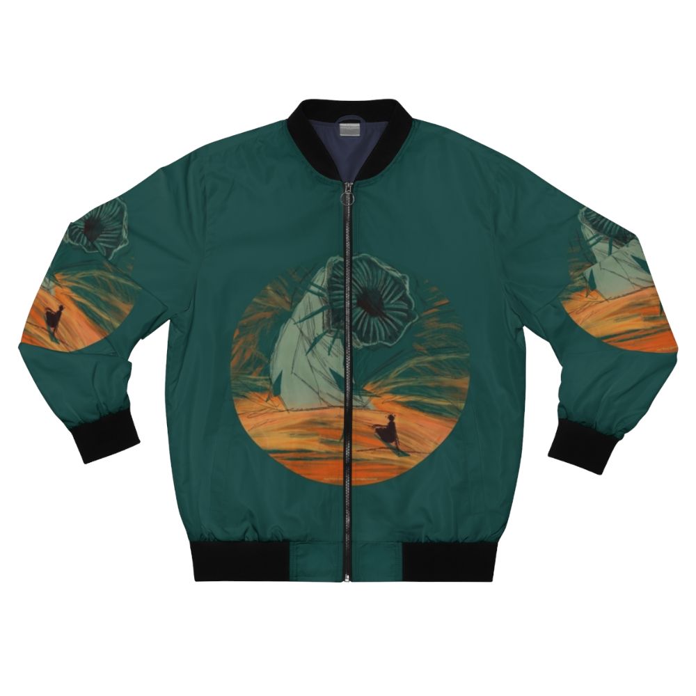 Dune-inspired bomber jacket with sci-fi design