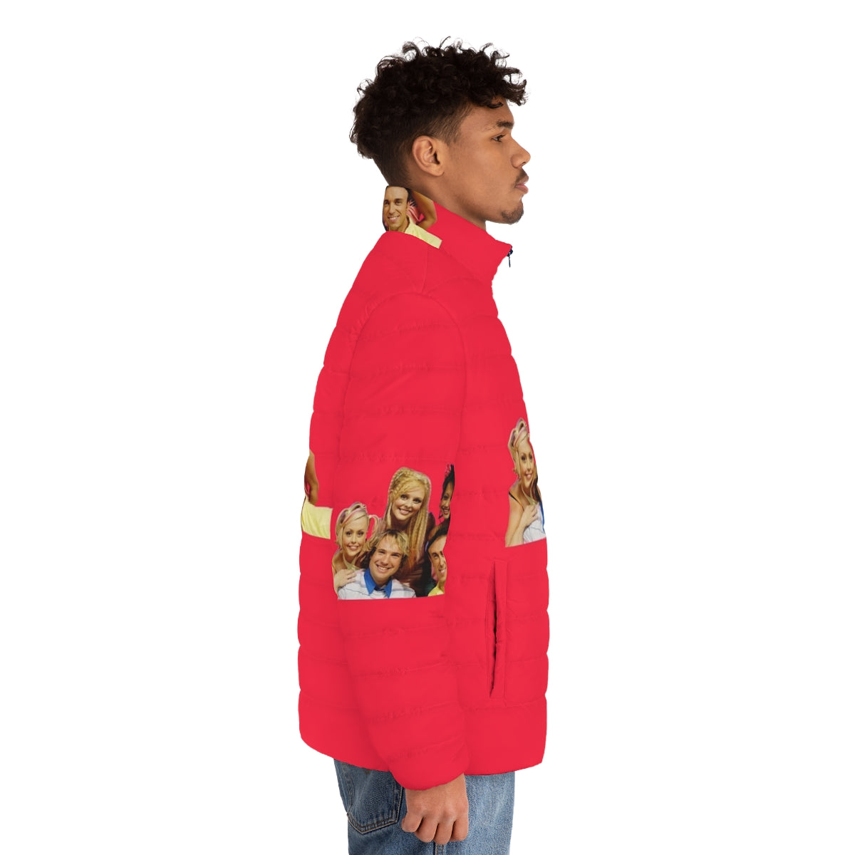 Hi-5 cast puffer jacket, featuring the iconic 90s Australian children's TV show characters - men side right