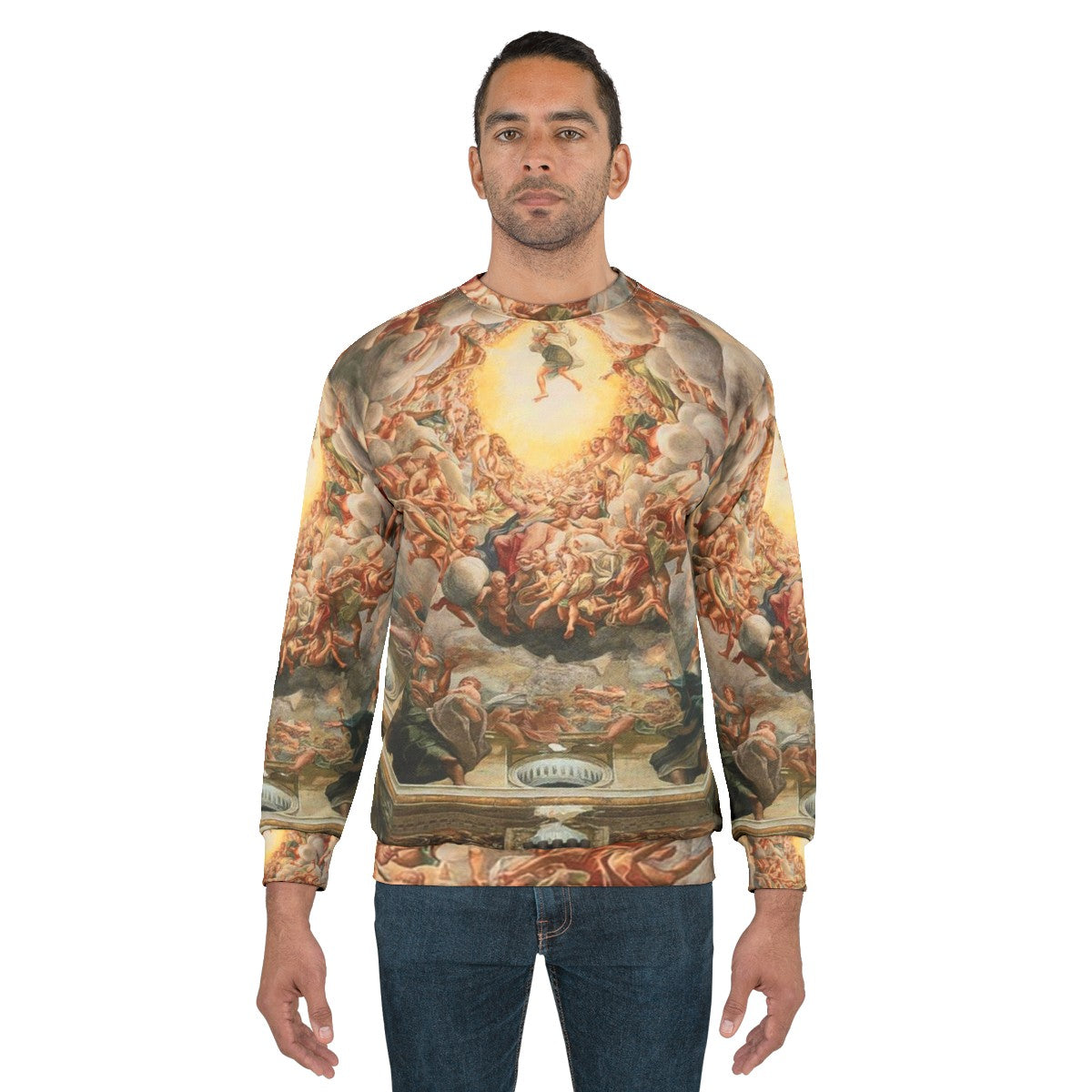 Sistine Chapel ceiling sweatshirt featuring Michelangelo's renaissance art - men