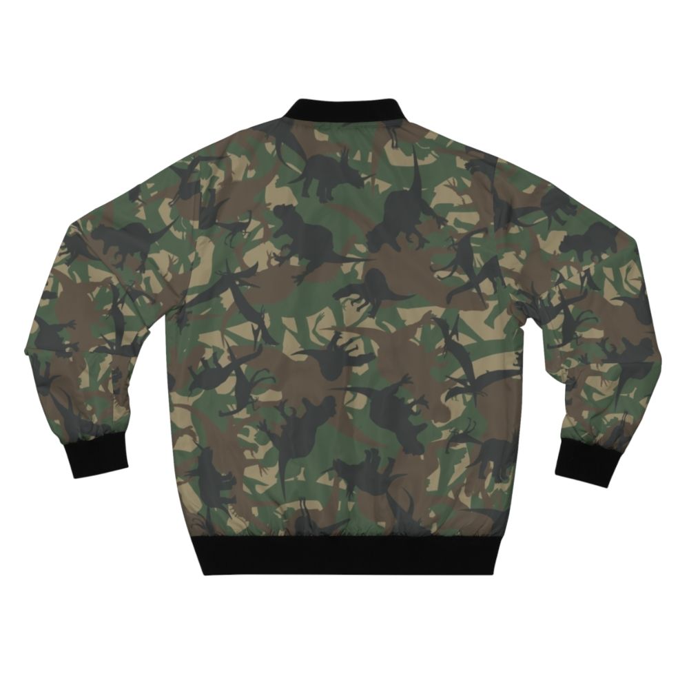 Camouflage dinosaur military-style bomber jacket - Back