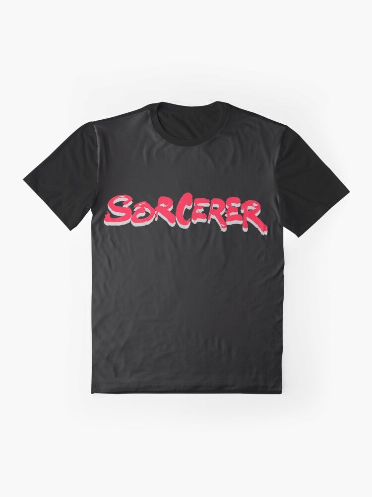 Graphic T-Shirt featuring the Sorcerer movie title and logo, directed by William Friedkin - Flat lay