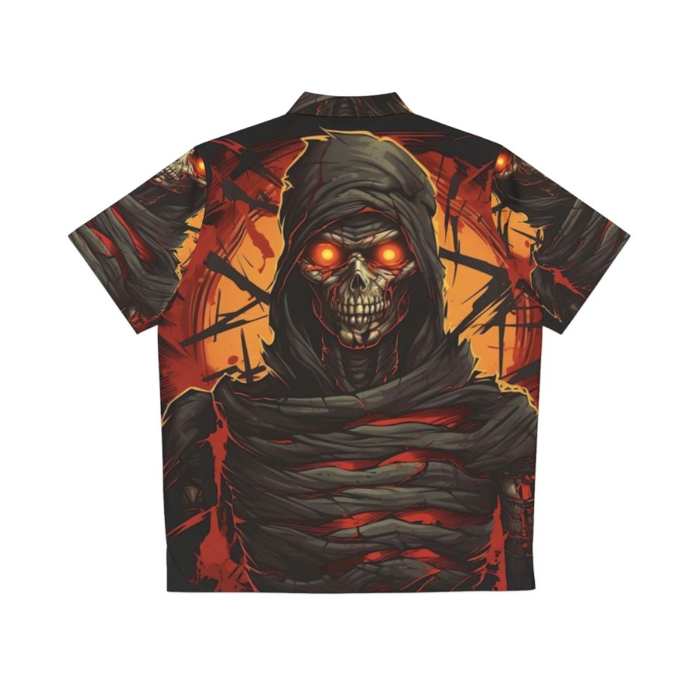 Haunting Darkness Hawaiian Shirt with Ominous Imagery - Back