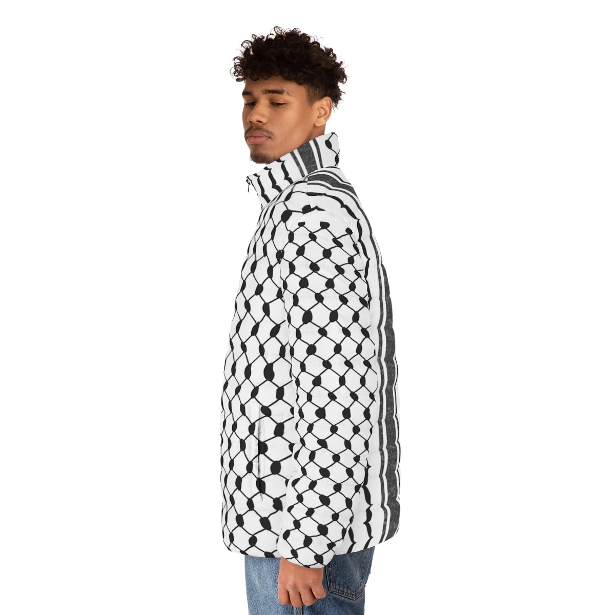 Hattah Keffiyeh Puffer Jacket with Handala Emblem - men side left